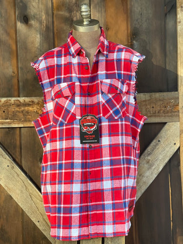 Pabst COOL BLUE Sleeveless Flannel R/W/B